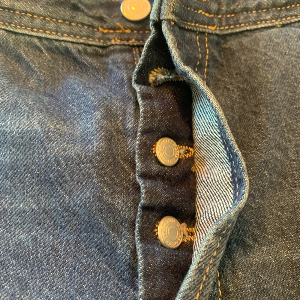 We The Free Free People Jeans Size 32 Distressed Raw Hem Straight Leg Denim - Picture 3 of 4